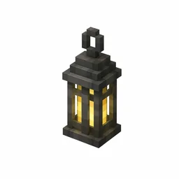 Pixel art illustration of an iron-caged lantern with a warm glowing light inside