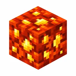 Pixel art illustration of a glowing orange lava block with bright yellow flows
