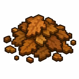 Pixel art illustration of a leaf litter in chunky voxel game style