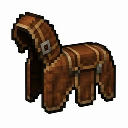 Pixel art illustration of tanned brown leather horse armor made to cover the back and neck of a horse