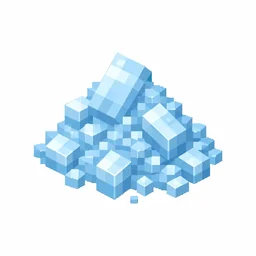 Pixel art illustration of a small pile of light sky blue dye powder with scattered grains
