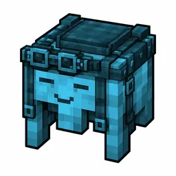Pixel art illustration of a light blue happy ghast harness with a saddle seat and straps