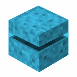 Pixel art illustration of a light blue shulker box with a raised clam-shell lid