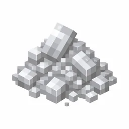 Pixel art illustration of a small pile of light silver gray dye powder with scattered grains