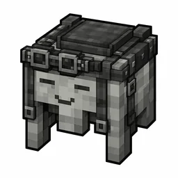 Pixel art illustration of a light gray happy ghast harness with a saddle seat and straps