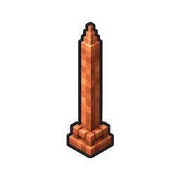 Pixel art illustration of a tall thin orange-copper lightning rod with a pointed tip