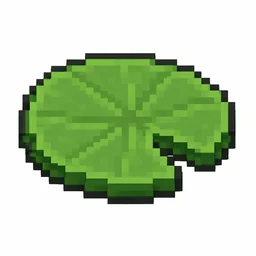 Pixel art illustration of a lily pad in chunky voxel game style