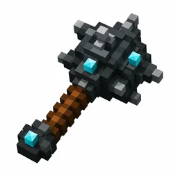 Pixel art illustration of a mace with a heavy spiked dark metal head