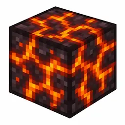 Pixel art illustration of a magma block in chunky voxel game style