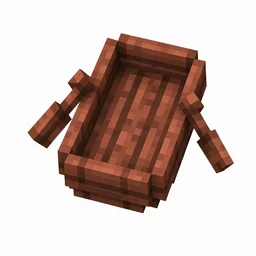 Pixel art illustration of a red-brown mangrove boat with two paddles