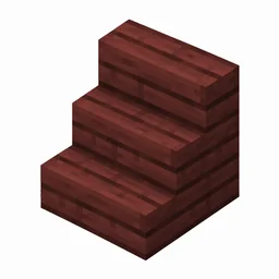 Pixel art illustration of an L-shaped mangrove wooden stairs block with visible wood grain