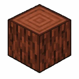 Pixel art illustration of a mangrove wood block with bark on all six faces