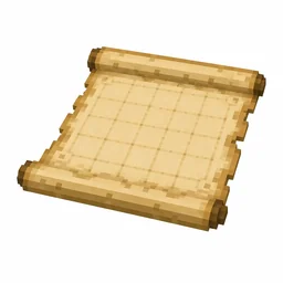 Pixel art illustration of an empty beige paper map with a faint grid