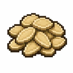 Pixel art illustration of a small pile of melon seeds