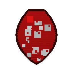 Pixel art illustration of a Mooshroom Spawn Egg with a two-tone speckled shell
