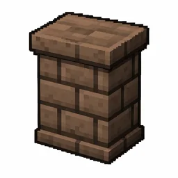 Pixel art illustration of a mud brick wall, a short sturdy wall pillar