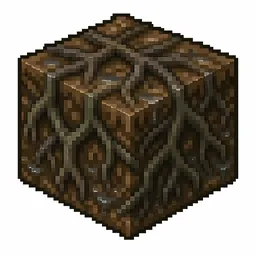 Pixel art illustration of a muddy mangrove roots in chunky voxel game style