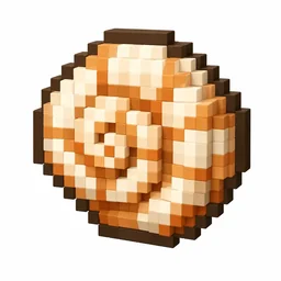Pixel art illustration of a spiral nautilus shell with cream and orange bands