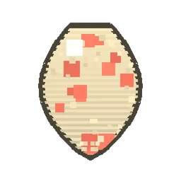Pixel art illustration of a nautilus spawn egg with a two-tone speckled shell