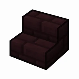 Pixel art illustration of a nether brick stairs, an L-shaped staircase block