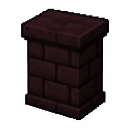 Pixel art illustration of a nether brick wall, a short sturdy wall pillar