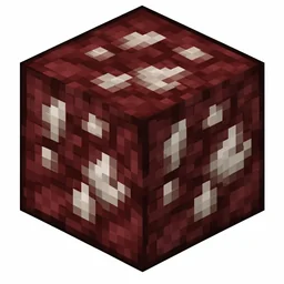 Pixel art illustration of a nether quartz ore in chunky voxel game style