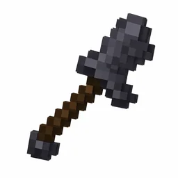 Pixel art illustration of a netherite axe with a dark gray axe head and dark handle