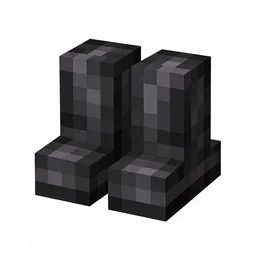 Pixel art illustration of a dark gray-black netherite boots armor piece
