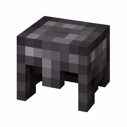 Pixel art illustration of a dark gray-black netherite helmet armor piece