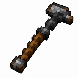 Pixel art illustration of a netherite hoe with a dark gray metal head and bronze-brown edges