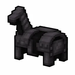 Pixel art illustration of a netherite horse armor on a horse