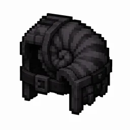 Pixel art illustration of a netherite nautilus armor, a spiral shell armor piece