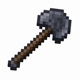 Pixel art illustration of a netherite shovel with a dark gray metal blade