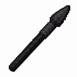 Pixel art illustration of a netherite spear with a long shaft and sharp tip