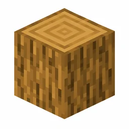 Pixel art illustration of an oak log block with brown bark and tree rings