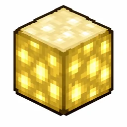 Pixel art illustration of a glowing ochre froglight cube block