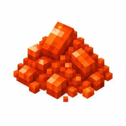 Pixel art illustration of a small pile of vivid orange dye powder with scattered grains