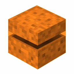Pixel art illustration of an orange shulker box with a raised clam-shell lid