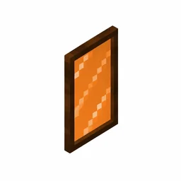 Pixel art illustration of an orange stained glass pane, a thin tinted transparent panel