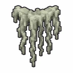 Pixel art illustration of a pale hanging moss in chunky voxel game style