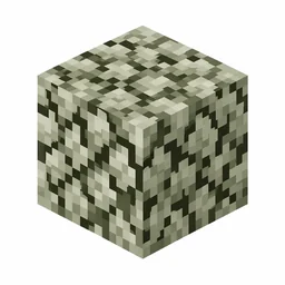 Pixel art illustration of a pale oak leaves block with pale gray-green foliage