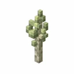 Pixel art illustration of a pale oak sapling with a pale gray trunk and gray-green leaves