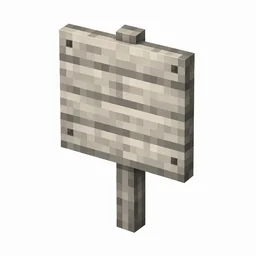 Pixel art illustration of a pale oak wooden sign board on a short post