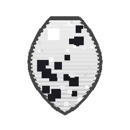 Pixel art illustration of a Panda Spawn Egg with a two-tone speckled shell