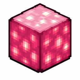 Pixel art illustration of a glowing pearlescent froglight cube block