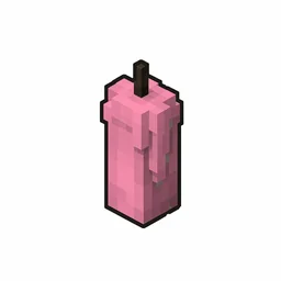 Pixel art illustration of an unlit pink candle with soft wax drips and a dark wick