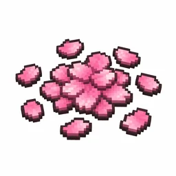 Pixel art illustration of a pink petals in chunky voxel game style
