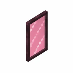 Pixel art illustration of a pink stained glass pane, a thin tinted transparent panel
