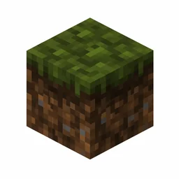 Pixel art illustration of a podzol block with a dark green mossy top and brown soil sides