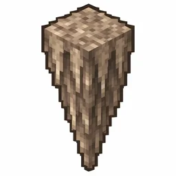 Pixel art illustration of a pointed dripstone, a brown tapering stalactite